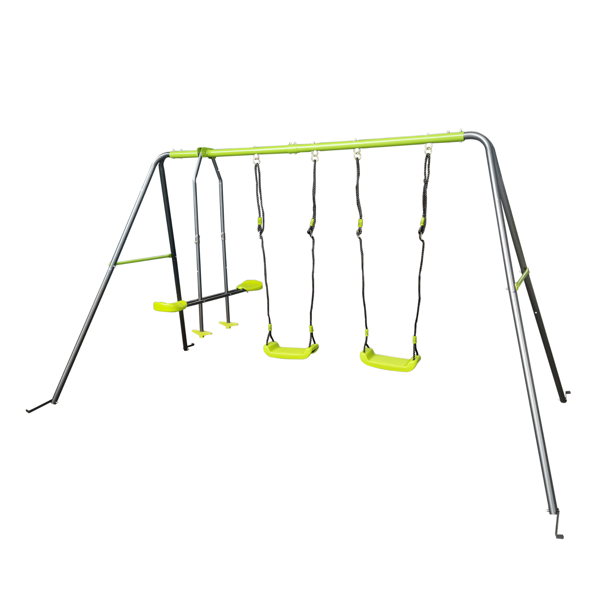 Xns081 Lime Green Interesting Swingset With Plastic Safe Swing Set 440Lbs For Outdoor Playground For Age 3 With Face To Face Without Tee Lime Green Steel