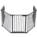 Fireplace Fence Black 5 Piece Set Black Metal