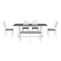 Modern 78Inch 6 Piece Extendable Dining Table Set, 4 Upholstered Dining Chairs And Dining Bench, 18