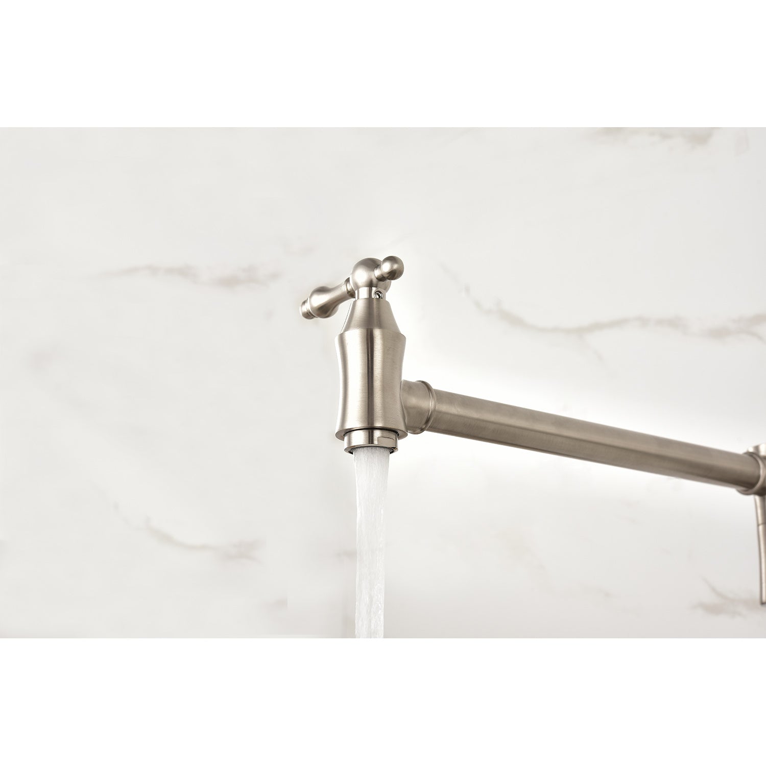 Wall Mount Folding Kitchen Pot Filler Faucet Brushed Nickel Brass