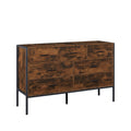 Wood Dresser With 7 Drawers, Wooden Storage Closet For Bedroom, Solid Clothes Cabinet With Sturdy Steel Frame, 48.58