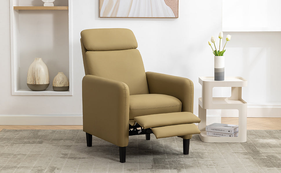 Modern Artistic Color Design Adjustable Recliner Chair mustard-pu leather