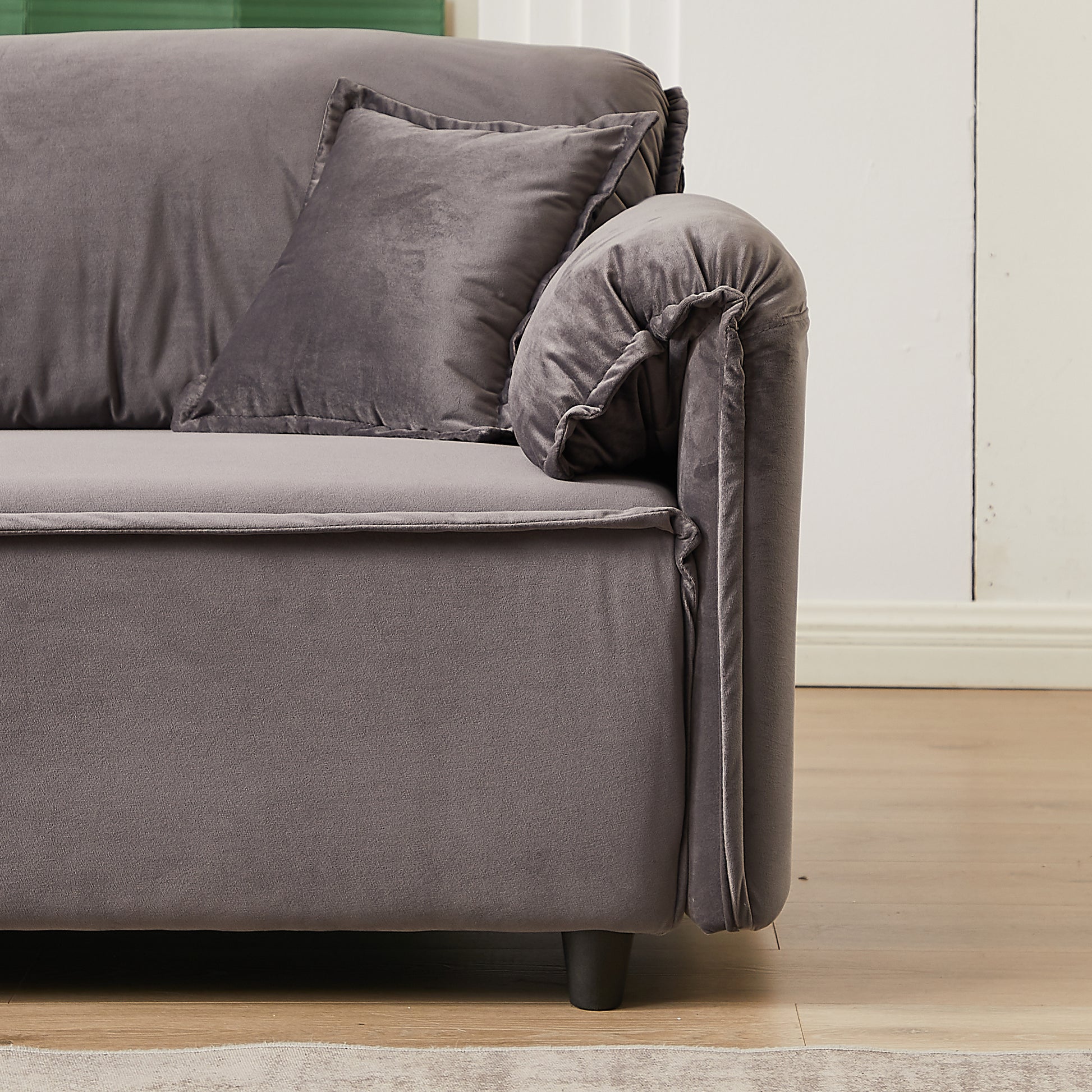 Mh 79" Velvet Sofaupholstered Recliner Sofa With Pillows, Living Room Sofa Chair Furniture, Home Office Use Grey Velvet Wood Primary Living Space Pine Foam Wood 2 Seat