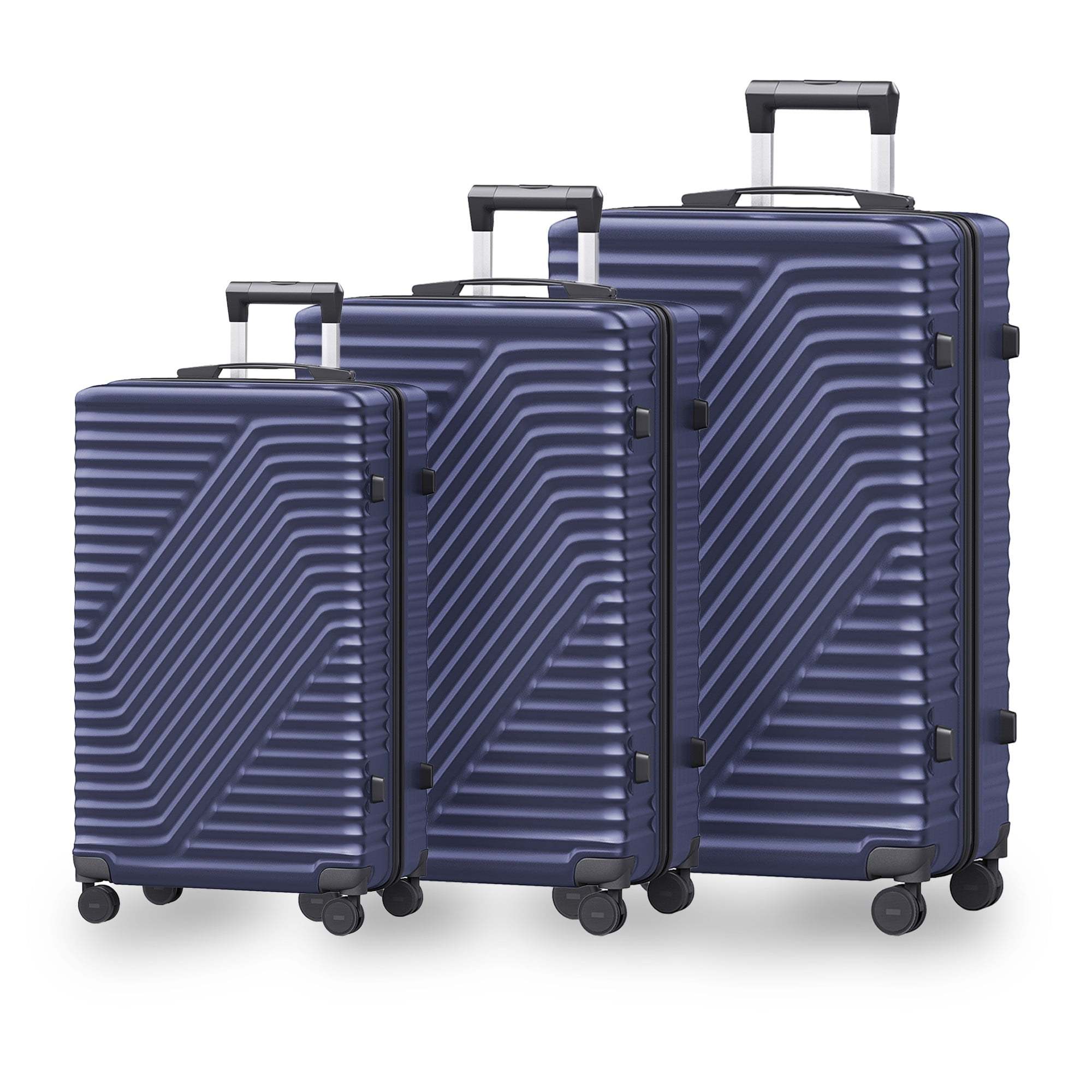 Hardshell Luggage Sets 3 Piece Double Spinner Wheels blue-abs+pc