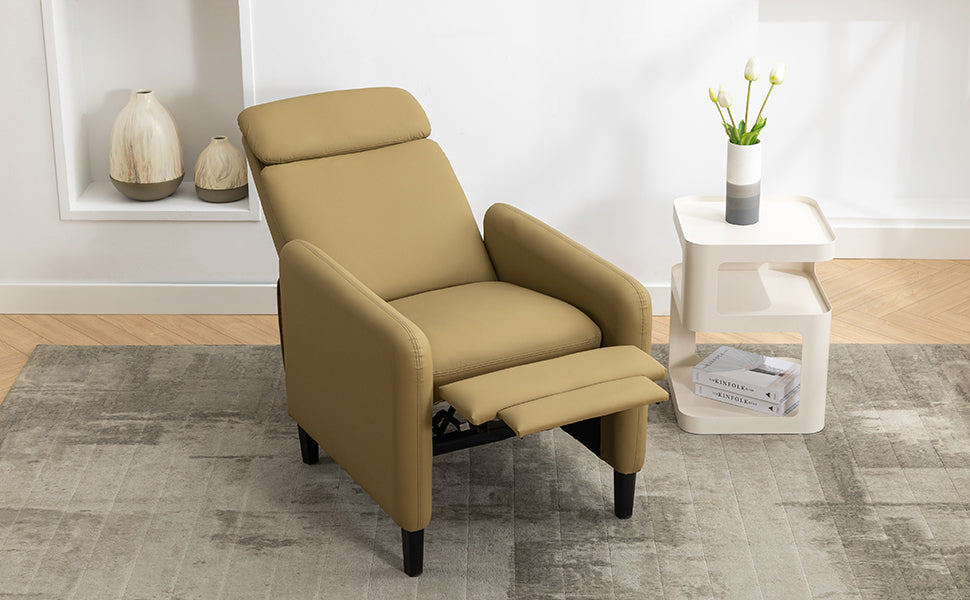Modern Artistic Color Design Adjustable Recliner Chair mustard-pu leather