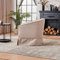 Swivel Barrel Chair With Ottoman, Swivel Accent Chairs Armchair For Living Room, Reading Chairs For Bedroom Comfy, Round Barrel Chairs With Black Metal Base Beige Beige Primary Living Space Modern Linen