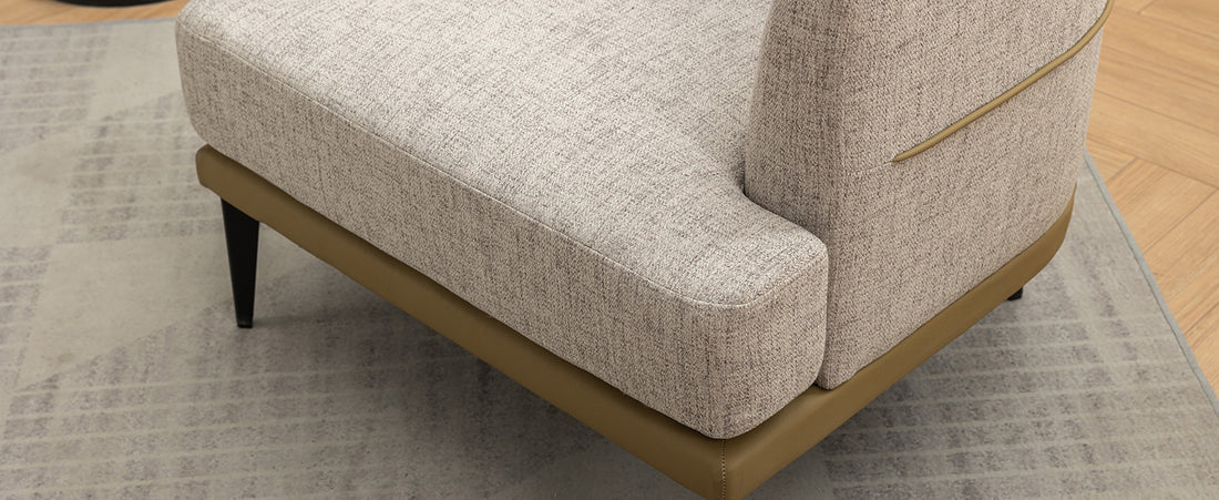 Modern Two Tone Barrel Fabric Chair, Upholstered Round Armchair For Living Room Bedroom Reading Room, Mustard Green Mustard Linen