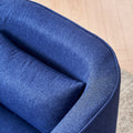 Swivel Barrel Chair With Ottoman, Swivel Accent Chairs Armchair For Living Room, Reading Chairs For Bedroom Comfy, Round Barrel Chairs With Black Metal Base Blue Blue Primary Living Space Modern Linen