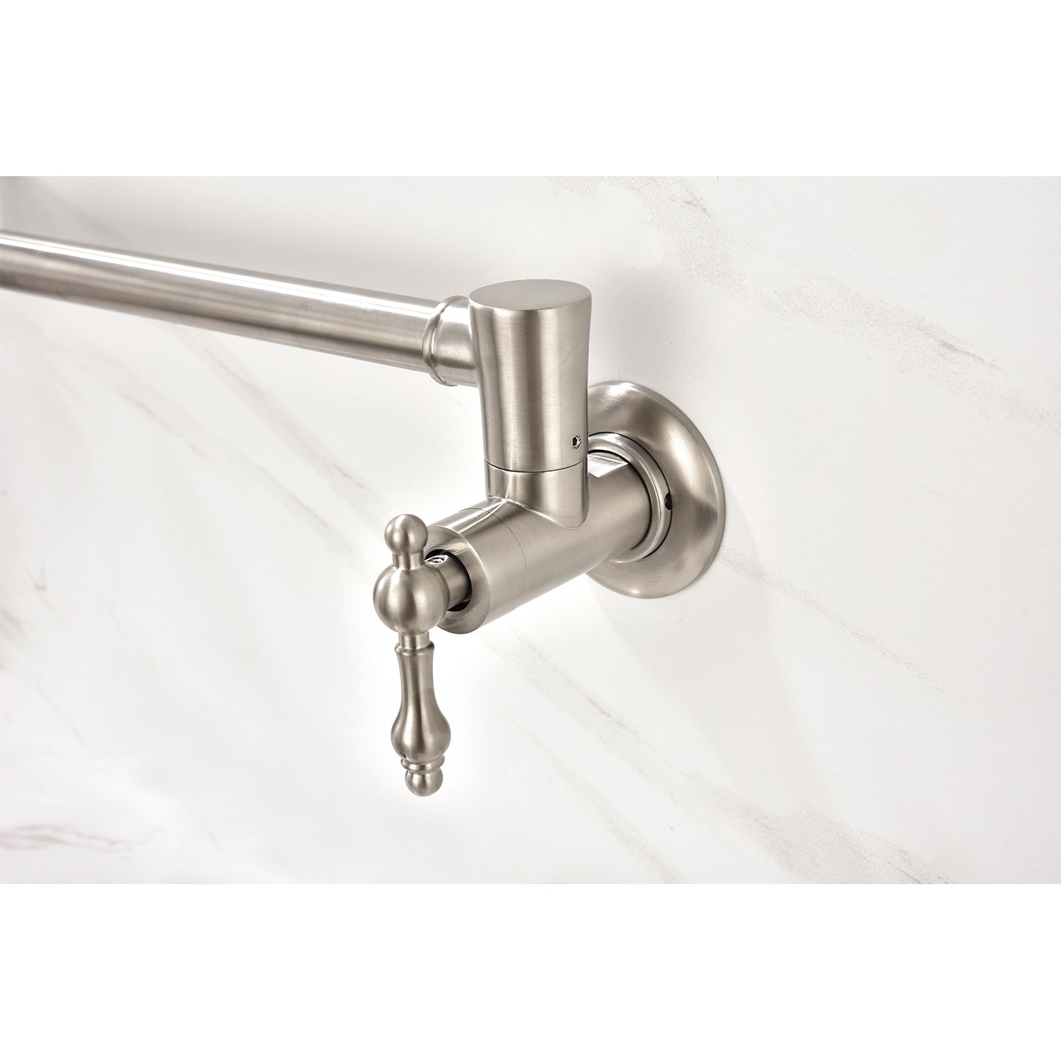 Wall Mount Folding Kitchen Pot Filler Faucet Brushed Nickel Brass