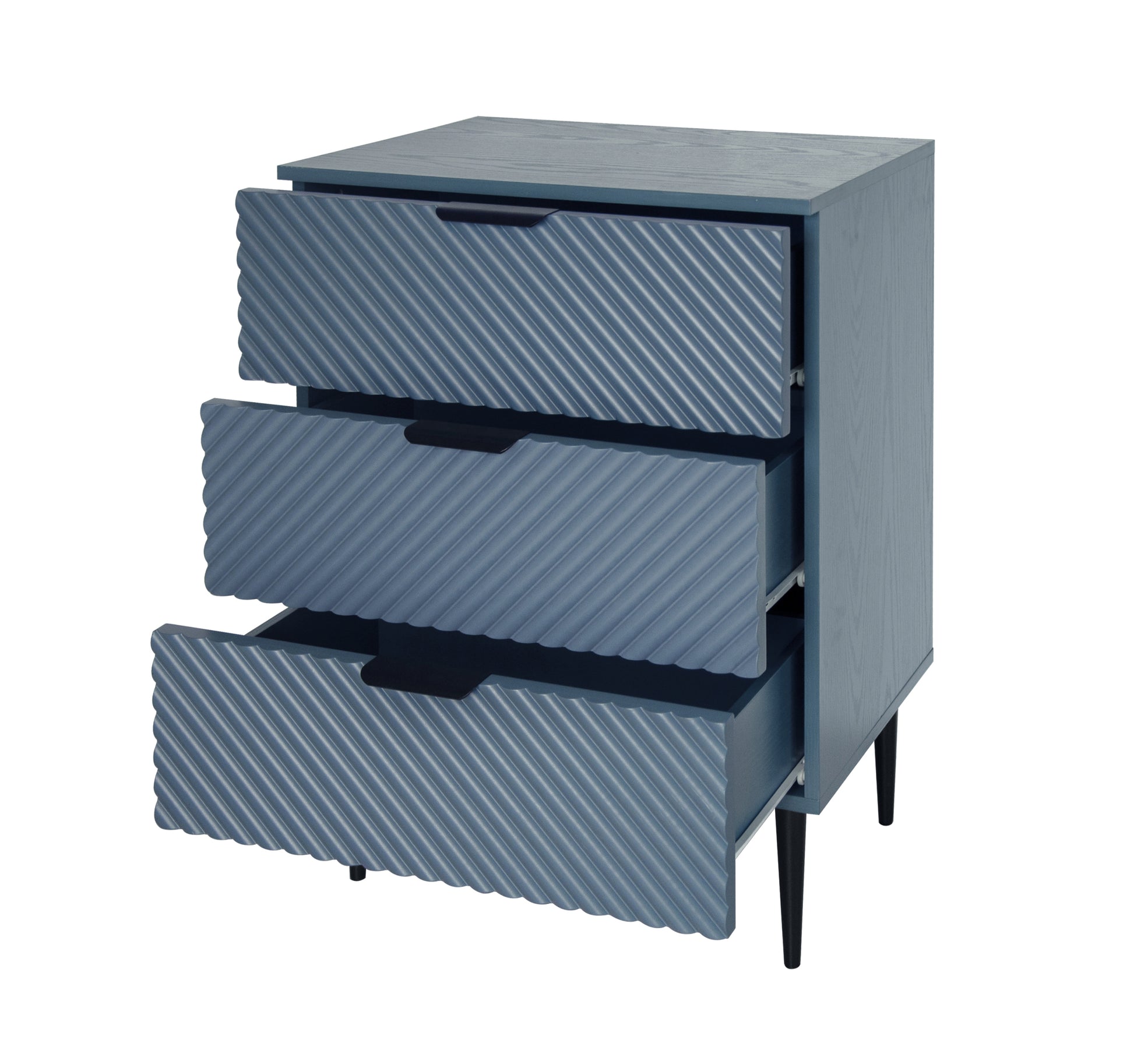 3 Drawer Cabinet, Accent Storage Cabinet, Suitable For Bedroom, Living Room, Study Blue Particle Board