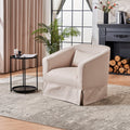 Swivel Barrel Chair With Ottoman, Swivel Accent Chairs Armchair For Living Room, Reading Chairs For Bedroom Comfy, Round Barrel Chairs With Black Metal Base Beige Beige Primary Living Space Modern Linen