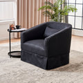Swivel Barrel Chair With Ottoman, Swivel Accent Chairs Armchair For Living Room, Reading Chairs For Bedroom Comfy, Round Barrel Chairs With Black Metal Base Black Black Primary Living Space Modern Linen