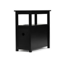 End Table With Charging Station, Narrow Sofa Side Table, Wooden Nightstand, Bedroom Living Room Furniture, Black Black Mdf