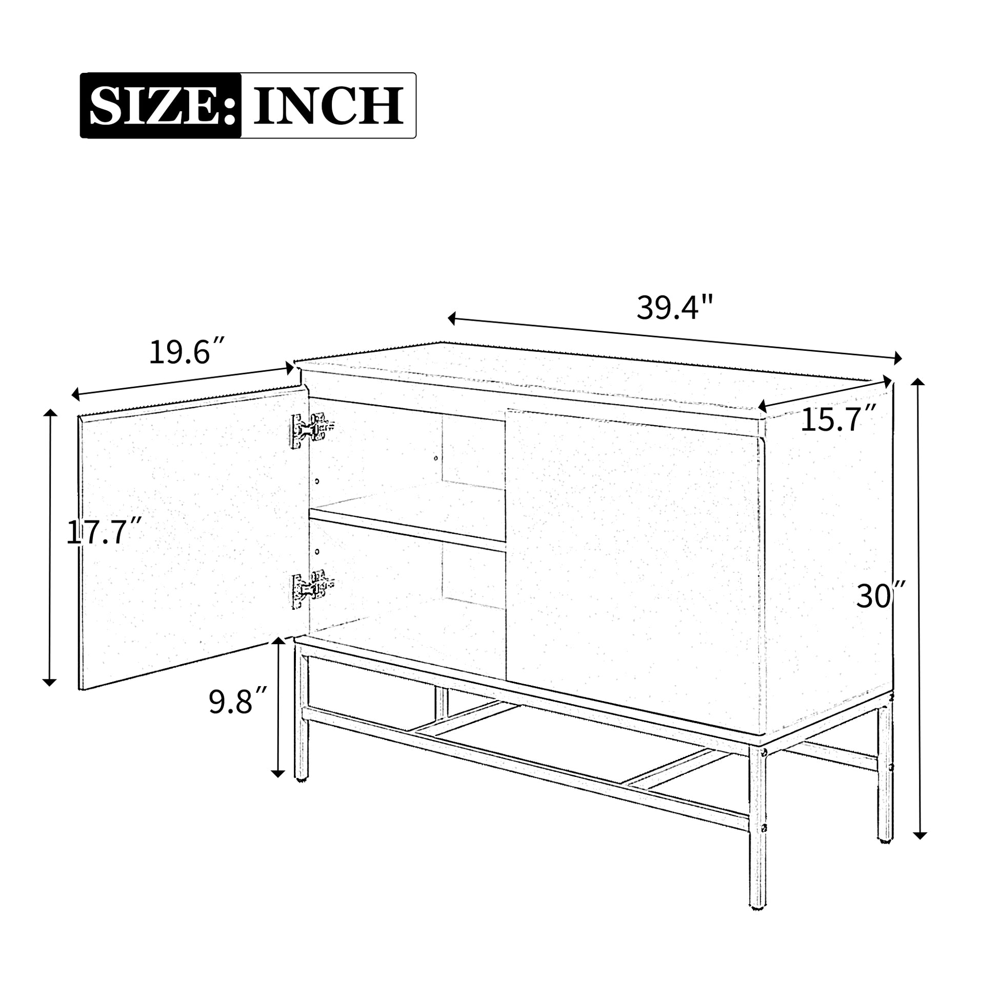 Minimalist & Luxury Cabinet Two Door Sideboard With Gold Metal Legs For Living Room, Dining Room Navy Navy Particle Board