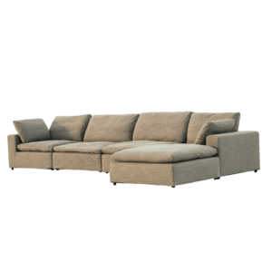 Harper Luxe Grey Sectional 4 Seat Configuration Grey Wood Linen 4 Seat