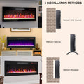 42 Inch Recessed Ultra Thin Tempered Glass Front Wall Mounted Electric Fireplace With Remote And Multi Color Flame & Emberbed, Led Light Heater Powder Coated Electric Antique Black Vent Free Yes Tempered Glass Sheet Metal Plastic