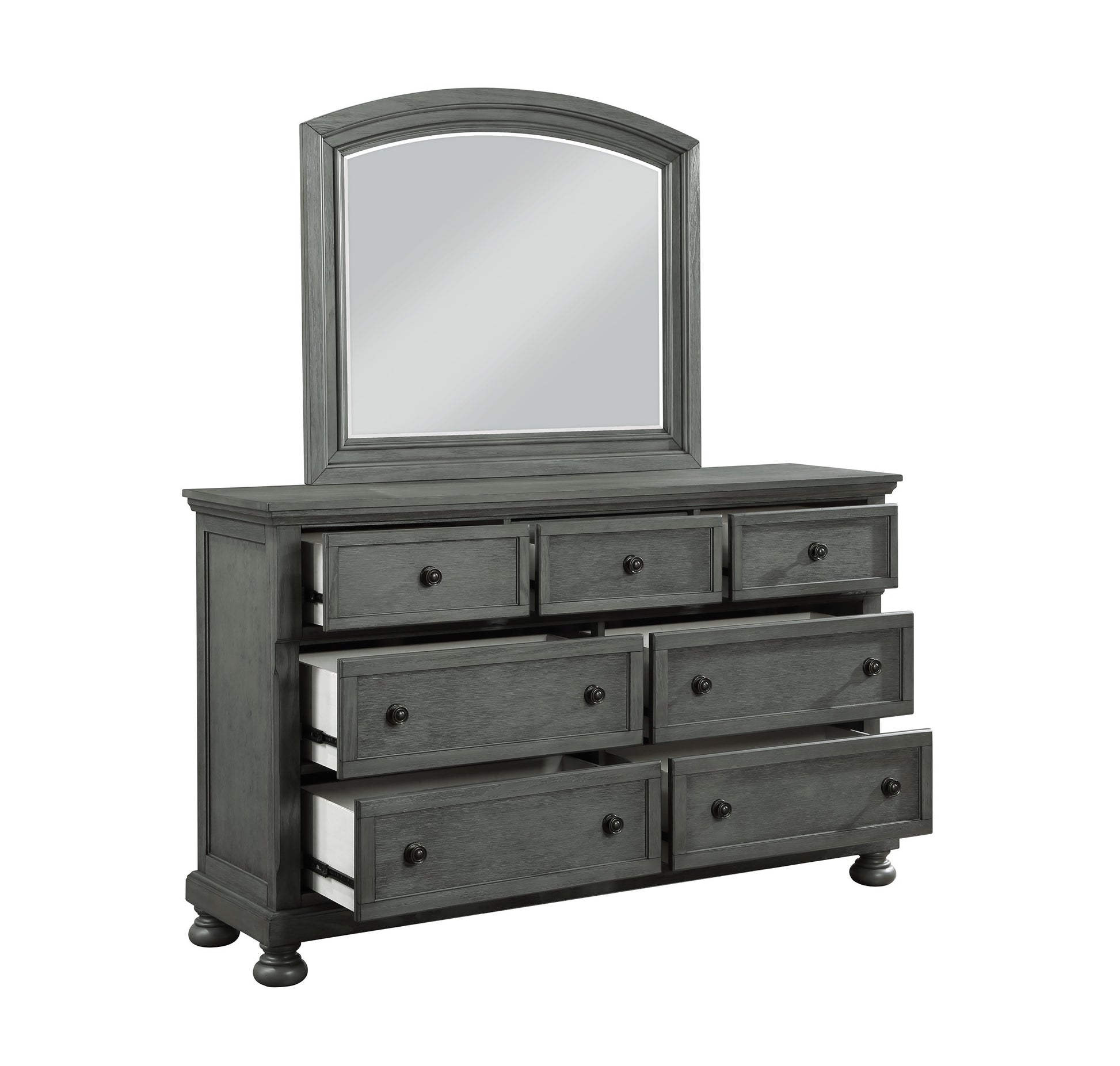 Jackson Modern Style 7 Drawer Dresser Made With Wood & Rustic Gray Finish Gray Gray Bedroom Contemporary,Traditional Solid Wood Mdf Wood