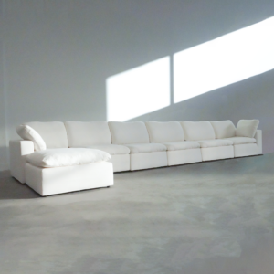 Harper Petite White Sectional 7 Seat Configuration White Wood Linen 7 Seat