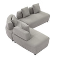 Contemporary 3 Piece Sectional Sofa Free Convertible Sofa With Four Removable Pillows For Living Room, Grey Grey Foam Boucle