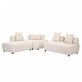 Contemporary 3 Piece Sectional Sofa Free Convertible Sofa With Four Removable Pillows For Living Room, Beige Beige Foam Boucle