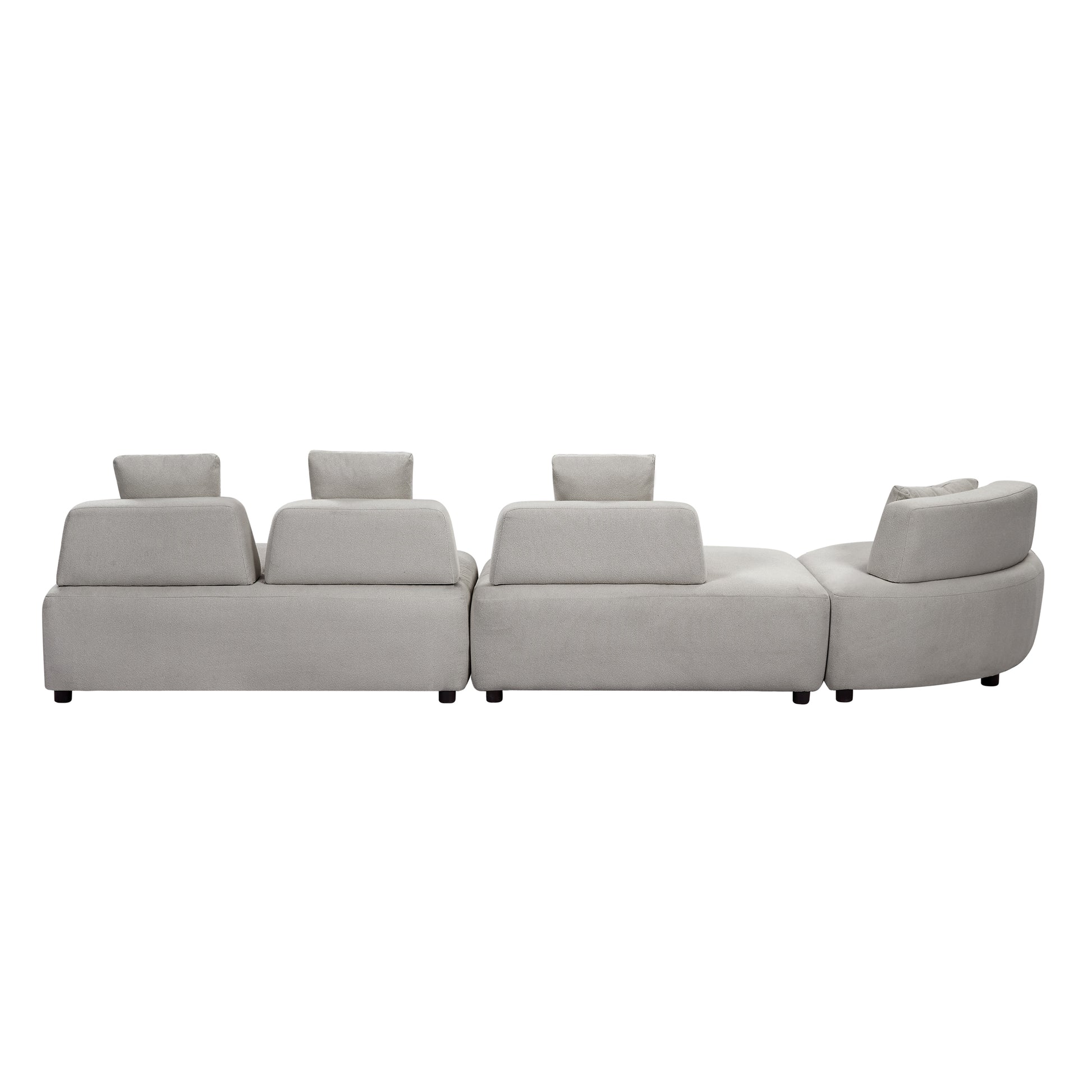 Contemporary 3 Piece Sectional Sofa Free Convertible Sofa With Four Removable Pillows For Living Room, Grey Grey Foam Boucle