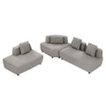 Contemporary 3 Piece Sectional Sofa Free Convertible Sofa With Four Removable Pillows For Living Room, Grey Grey Foam Boucle