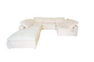 Harper Luxe White Sectional 6 Seat Configuration White Wood Linen 6 Seat