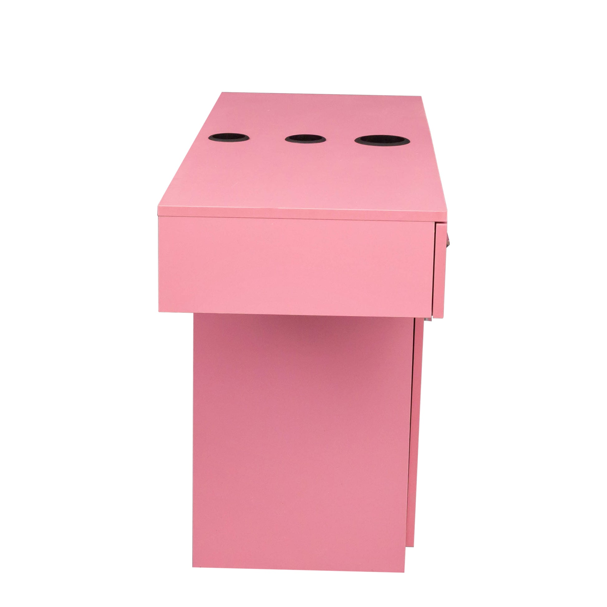 Wall Mount Barber Salon Station, Salon Storage Hair Stylist Equipment Set W Appliance Holders Lockable Drawers Storage Cabinet Pink Mdf