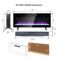 42 Inch Recessed Ultra Thin Tempered Glass Front Wall Mounted Electric Fireplace With Remote And Multi Color Flame & Emberbed, Led Light Heater Powder Coated Electric Antique Black Vent Free Yes Tempered Glass Sheet Metal Plastic