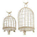 S 2 Stella Decorative Birdcages With Bird Finial Cream Iron