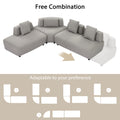 Contemporary 3 Piece Sectional Sofa Free Convertible Sofa With Four Removable Pillows For Living Room, Grey Grey Foam Boucle