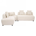 Contemporary 3 Piece Sectional Sofa Free Convertible Sofa With Four Removable Pillows For Living Room, Beige Beige Foam Boucle