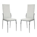 White Color2Pcs Dining Chairs Chrome Legs Dining Room Side Chairs High Back Modern Chairs White Dining Room Contemporary,Modern Side Chair Solid Back Chrome