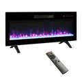 36 Inch Recessed Ultra Thin Tempered Glass Front Wall Mounted Electric Fireplace With Remote And Multi Color Flame & Emberbed, Led Light Heater Powder Coated Electric Antique Black Yes Tempered Glass Sheet Metal Plastic