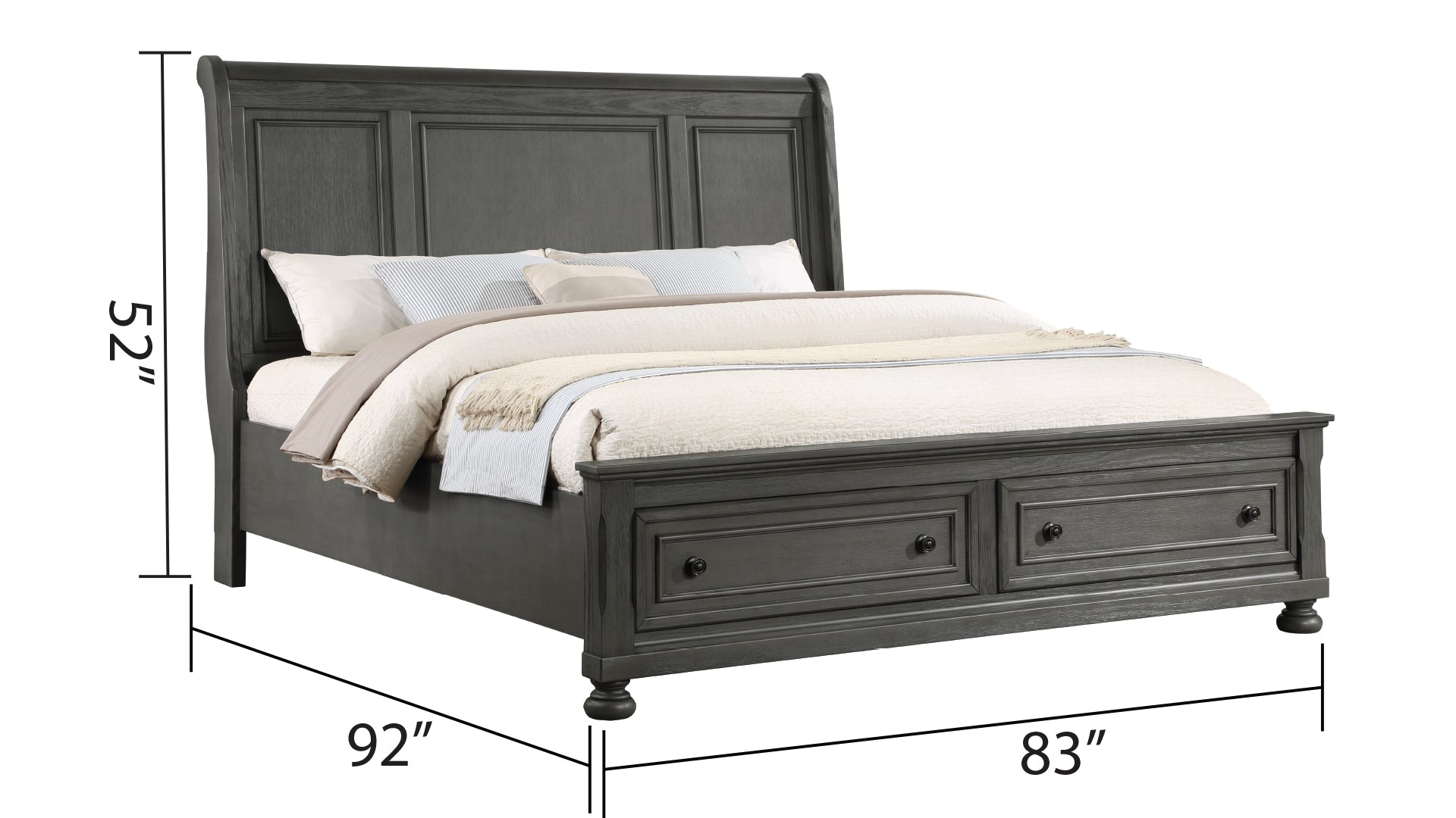 Jackson Modern Style 5Pc King Bedroom Set Made With Wood & Rustic Gray Finish Box Spring Not Required King Gray Wood Gray 5 Piece Set Bedroom Bed Included,Chest Included,Dresser Included,Mirror Included,Nightstand Included Contemporary,Traditional Solid