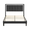 Queen Size Upholstered Platform Bed Frame With Headboard And Sturdy Wooden Slats, High Load Bearing Capacity, Non Slip And Noiseless, No Springs Required, Easy To Assemble, Dark Gray Bed Dark Grey Metal & Wood