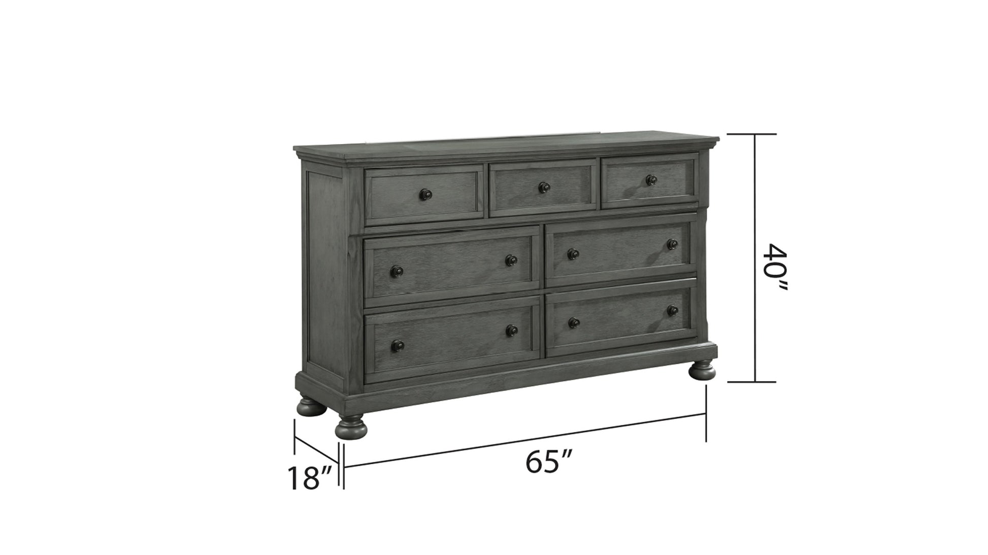 Jackson Modern Style 7 Drawer Dresser Made With Wood & Rustic Gray Finish Gray Gray Bedroom Contemporary,Traditional Solid Wood Mdf Wood