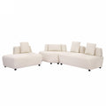 Contemporary 3 Piece Sectional Sofa Free Convertible Sofa With Four Removable Pillows For Living Room, Beige Beige Foam Boucle