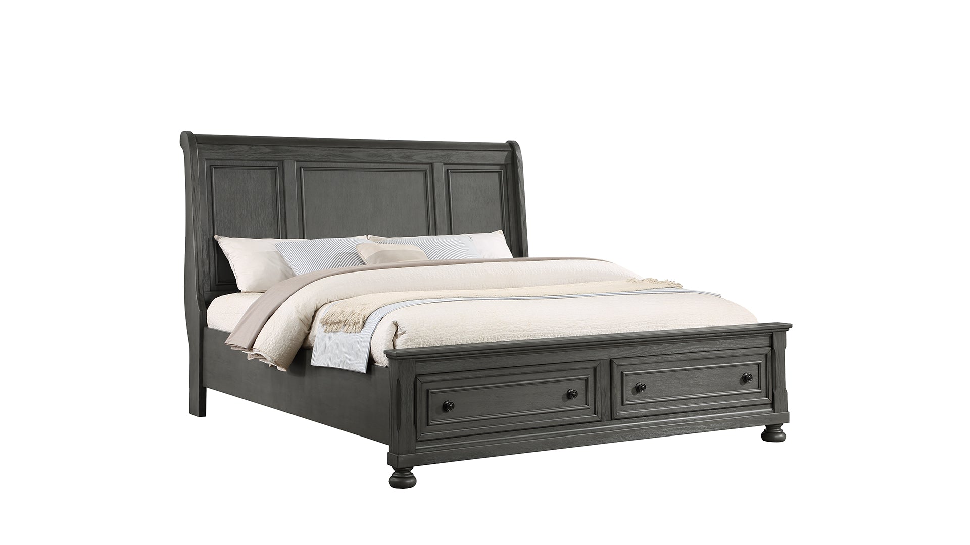 Jackson Modern Style 5Pc King Bedroom Set Made With Wood & Rustic Gray Finish Box Spring Not Required King Gray Wood Gray 5 Piece Set Bedroom Bed Included,Chest Included,Dresser Included,Mirror Included,Nightstand Included Contemporary,Traditional Solid