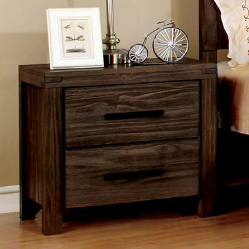 Rustic Style Wire Brushed Rustic Brown 1Pc Nightstand Bedroom Furniture Solid Wood 2 Drawers Bedside Table Metal Bar Handles Rustic Brown 2 Drawers Bedroom Bedside Cabinet Classic,Contemporary,Modern Rubberwood Drawers Solid Wood