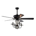 52 Inch Crystal Chandelier Fan With Lights And Remote Control, Modern Ceiling Fan With Dual Finish Reversible Blades, Fandelier For Living Room, Dining Room, Bedroom, Family Room, Matte Black Matte Black American Traditional,Antique,Classic,Contemporary