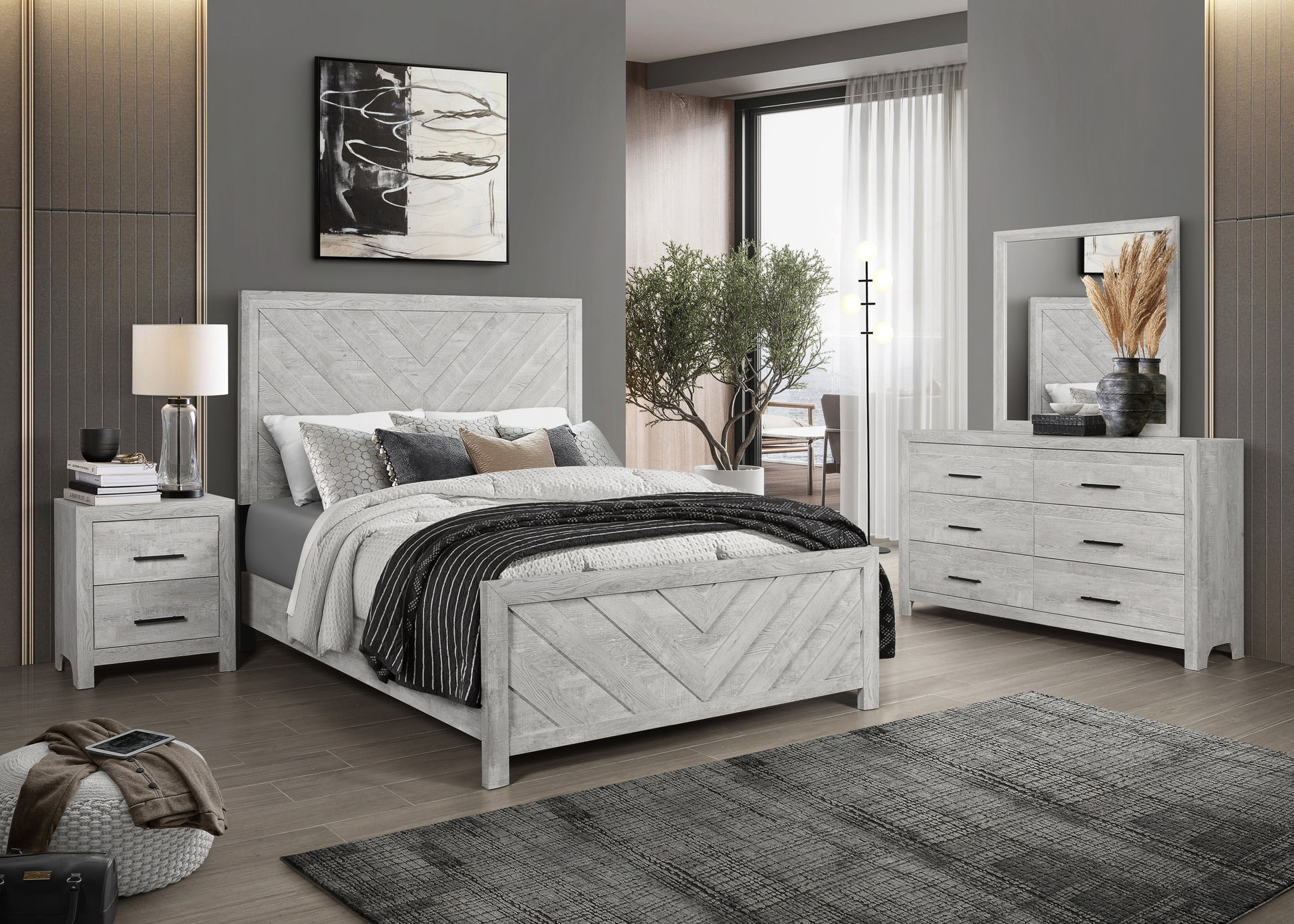 Denver Modern Style 6 Drawer Dresser Made With Wood In Gray Gray Bedroom Contemporary,Modern Solid Wood Mdf Wood