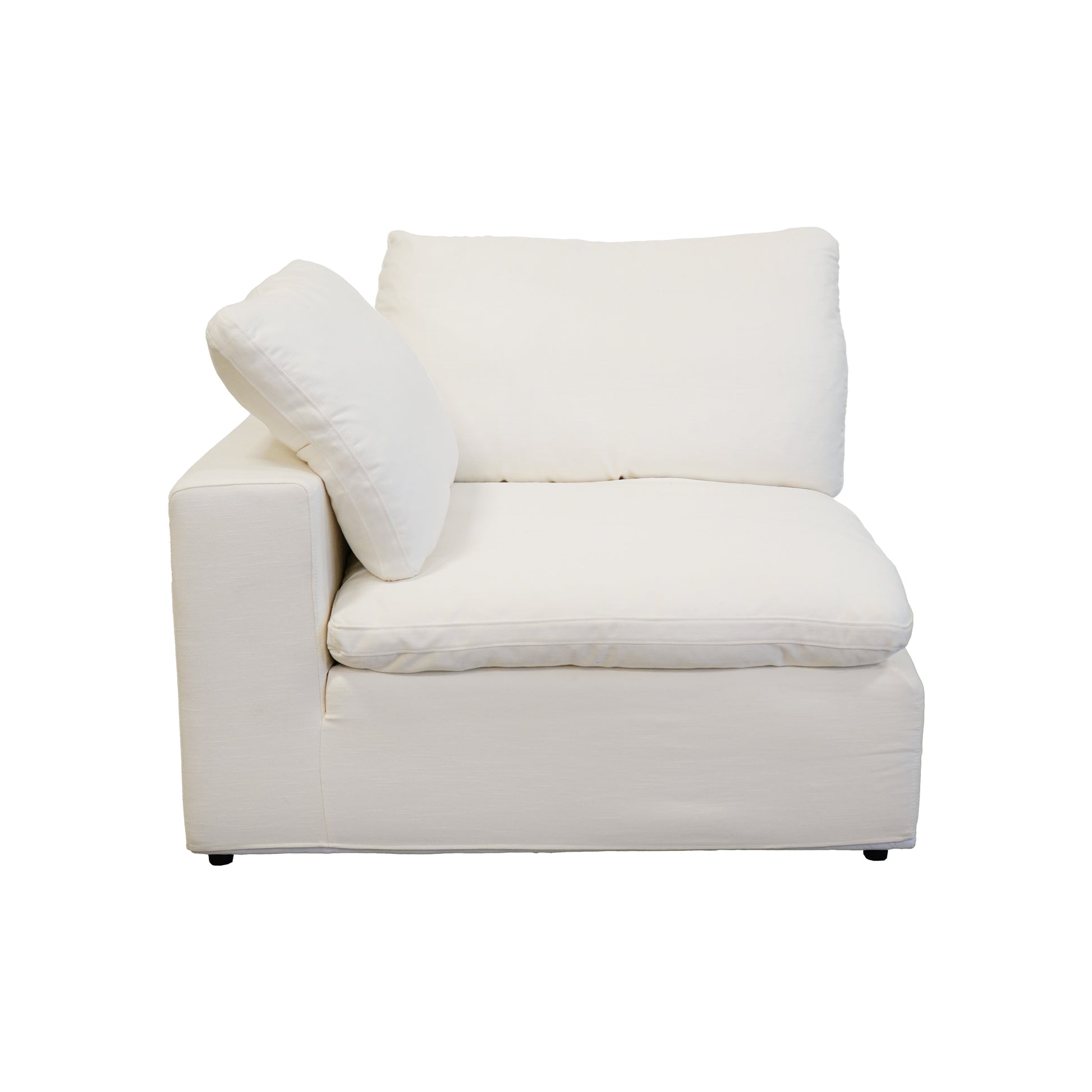 Harper Petite White Sectional 7 Seat Configuration White Wood Linen 7 Seat