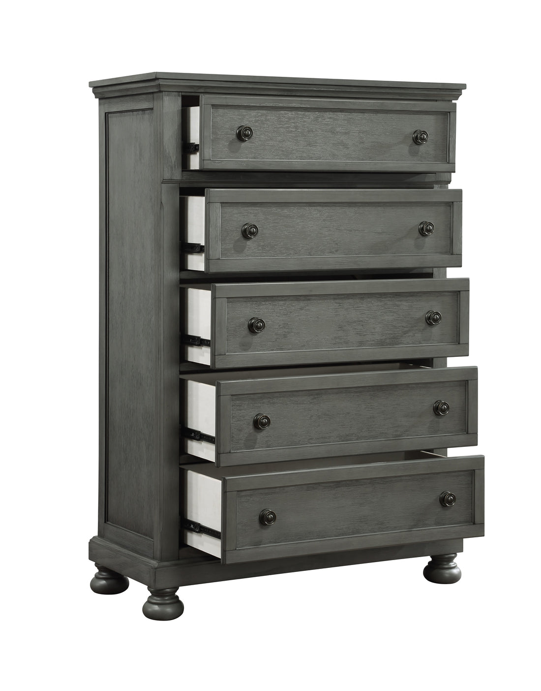 Jackson Modern Style 5 Drawer Chest Made With Wood & Rustic Gray Finish Gray Gray Bedroom Contemporary,Traditional Solid Wood Mdf Wood