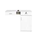 Wall Mount Barber Salon Station, Salon Storage Hair Stylist Equipment Set W Appliance Holders Lockable Drawers Storage Cabinet White Mdf