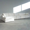 Harper Luxe White Sectional 6 Seat Configuration White Wood Linen 6 Seat