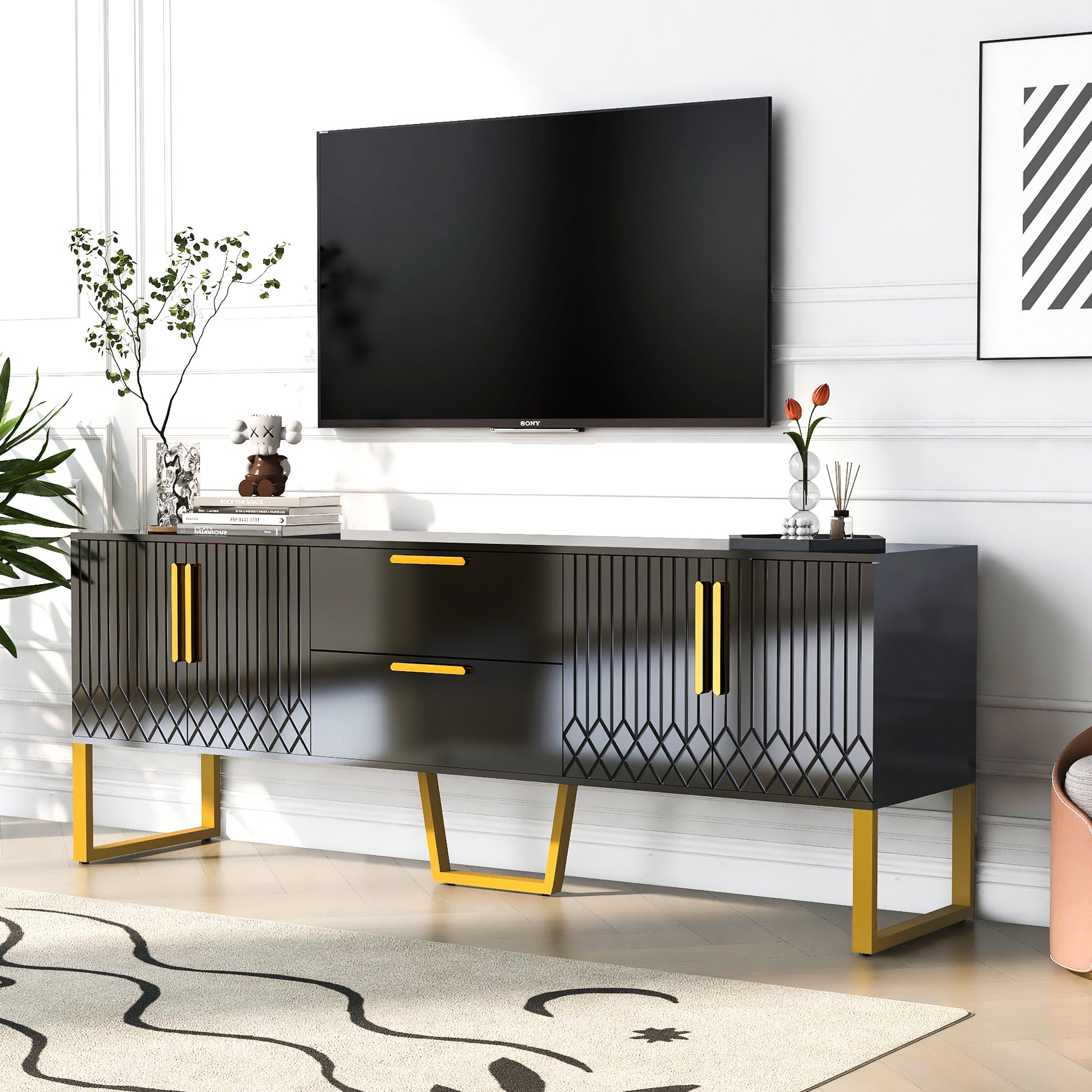 Modern Tv Stand For Tvs Up To 75 Inches, Storage Cabinet With Drawers Modern Tv Stand For Tvs Up To 75 Inches, Storage Cabinet With Drawers