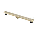 28 Inches Linear Shower Drain, Included Hair Strainer And Leveling Feet Brushed Gold Stainless Steel