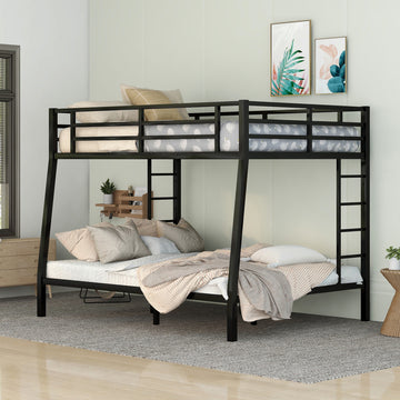 Metal Full Xl Over Queen Bunk Bed For Teens And Adults,Space Saving Noise Reduced No Box Spring Needed, Old Sku W1307S00015 Expect Arrive Date 2024 3 24 Black Metal