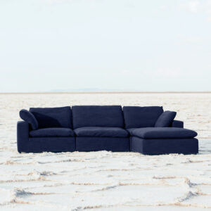 Harper Luxe Navy Sectional 4 Seat Configuration Navy Wood Linen